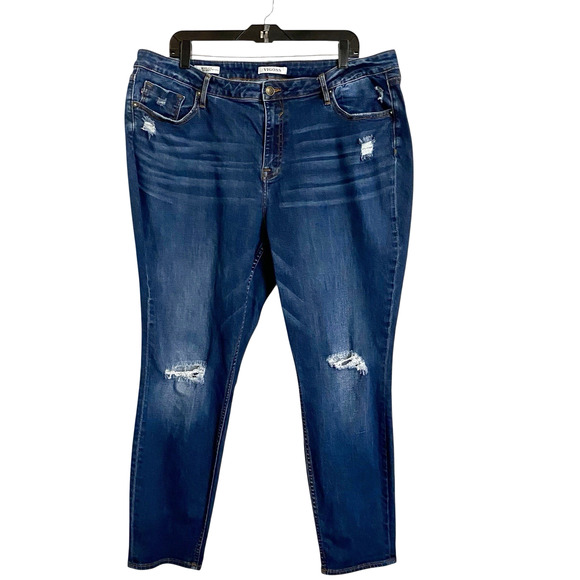 Vigoss Marley Skinny Crop Denim Jeans Womens Plus 22 Distressed Slim Stretch - Picture 1 of 10